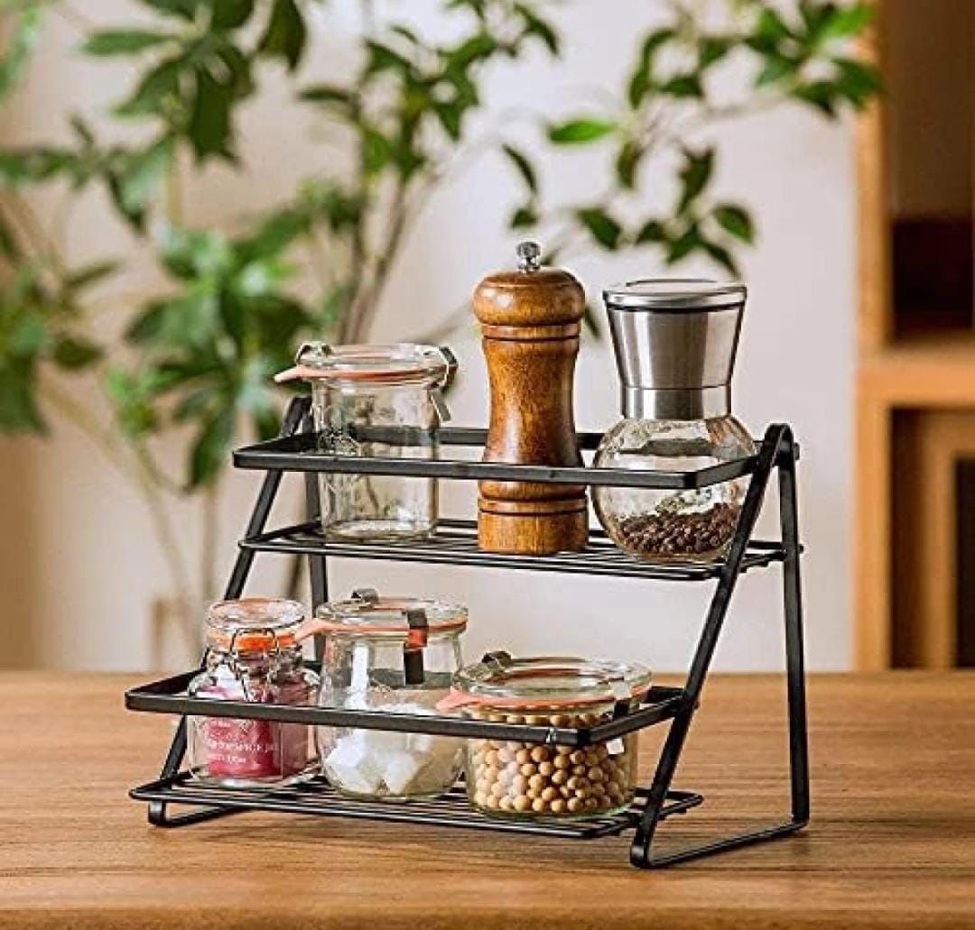 2-Tier Black Metal Storage Rack ā Space-Saving Organizer