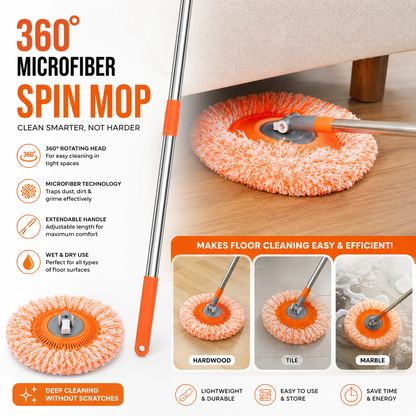 360° Microfiber Spin Mop – Deep Clean with Less Effort