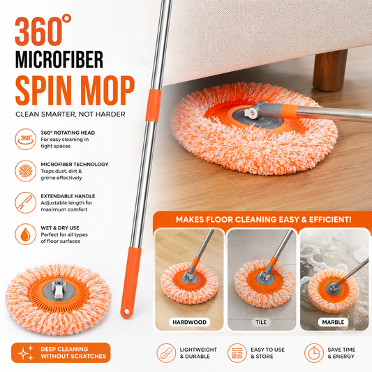 360° Microfiber Spin Mop – Deep Clean with Less Effort