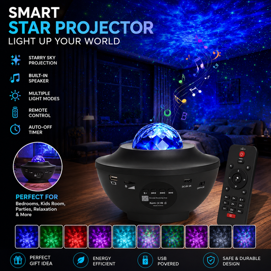 Smart Star Projector – Galaxy Light with Bluetooth Speaker &amp; Remote
