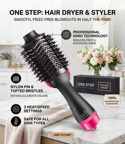 3-in-1 Hot Air Brush – Hair Dryer, Straightener &amp; Volumizer in One