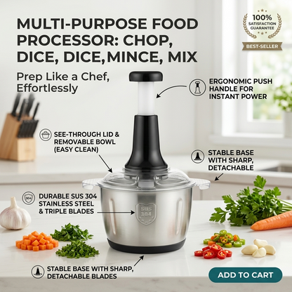 Multi-Purpose Food Processor – Chop, Dice, Mince &amp; Mix with Ease