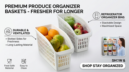 🧺 Multipurpose Storage Basket — Organize Your Fridge &amp; Kitchen Instantly!