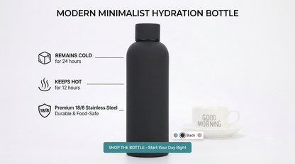 Matte Black Stainless Steel Water Bottle – Sleek, Modern &amp; Leak-Proof