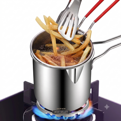 🍳 Stainless Steel Deep Frying Pot – Cook Crispy Meals with Less Mess