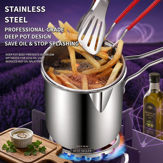 🍳 Stainless Steel Deep Frying Pot – Cook Crispy Meals with Less Mess