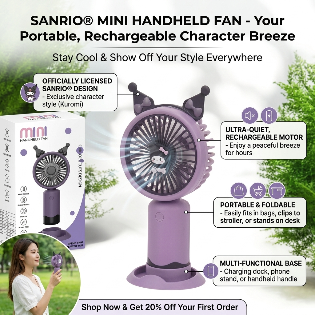 Cute and Powerful Handheld Fan — Stay Cool Anywhere, Anytime!