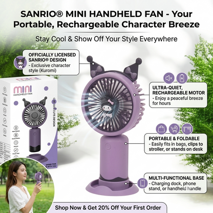 Cute and Powerful Handheld Fan — Stay Cool Anywhere, Anytime!