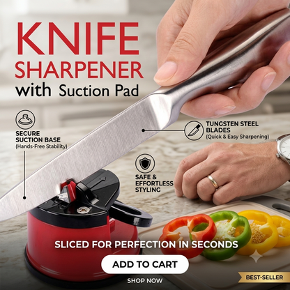 Knife Sharpener with Suction Pad – Sharpens Knives in Seconds