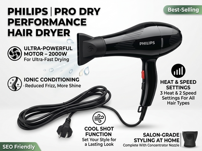 Philips Professional Hair Dryer – Powerful, Fast Drying, Salon-Style