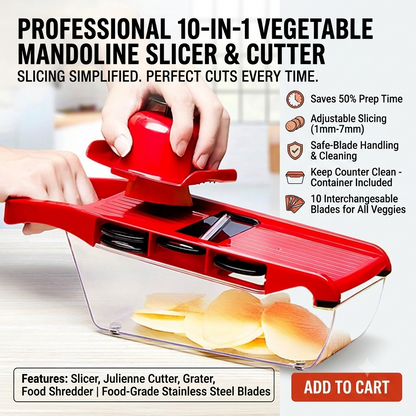 10-in-1 Vegetable Cutter &amp; Mandoline Slicer – Chop, Slice &amp; Grate with Ease