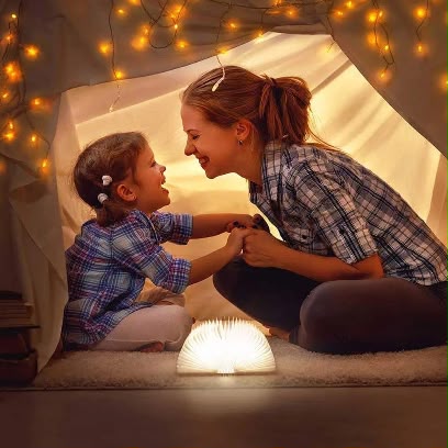 LED Wooden Book Lamp – 3D Folding Night Light with USB Recharge