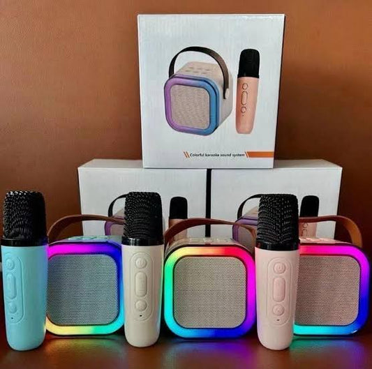Karaoke Speaker with Wireless Mic – Portable Bluetooth Speaker &amp; LED Lights