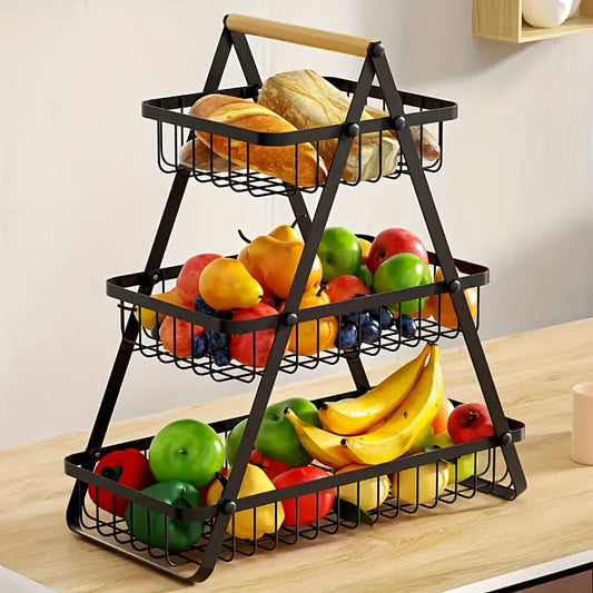 3-Tier Fruit &amp; Veggie Basket – Space-Saving Kitchen Storage