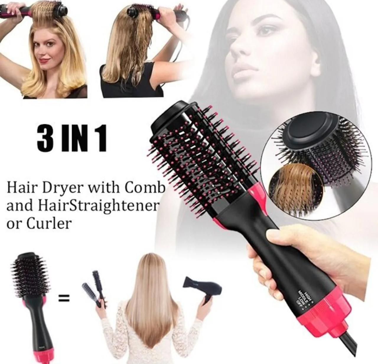 3-in-1 Hot Air Brush – Hair Dryer, Straightener &amp; Volumizer in One