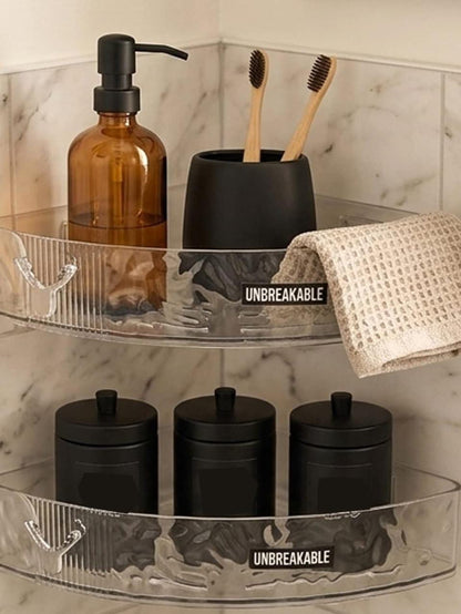 No-Drill Corner Shower Shelf – Bathroom Organizer with Hooks