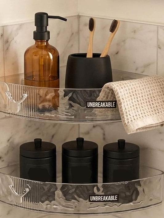 No-Drill Corner Shower Shelf – Bathroom Organizer with Hooks