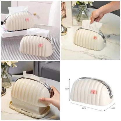 Luxury Ribbed Tissue Box Holder – Elegant Vanity &amp; Home Decor