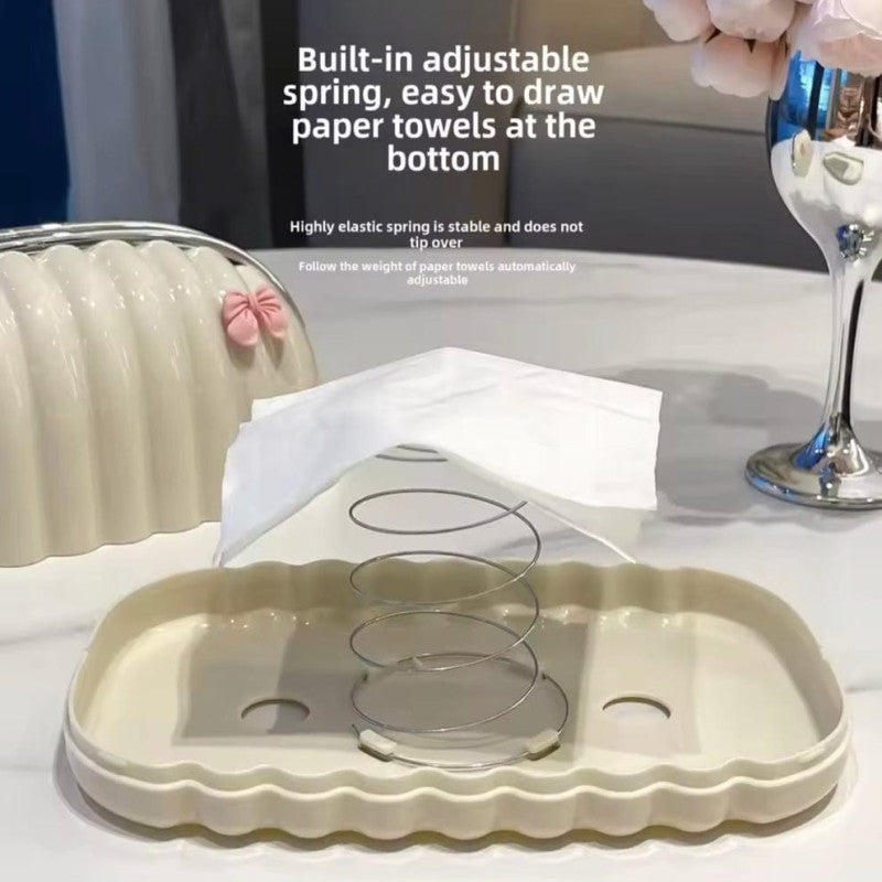 Luxury Ribbed Tissue Box Holder – Elegant Vanity &amp; Home Decor