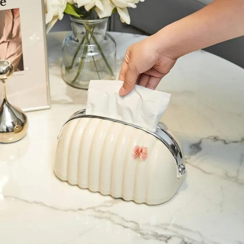 Luxury Ribbed Tissue Box Holder – Elegant Vanity &amp; Home Decor