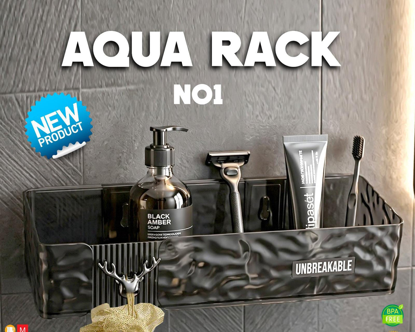Aqua Rack – Unbreakable Wall-Mounted Bathroom Organize