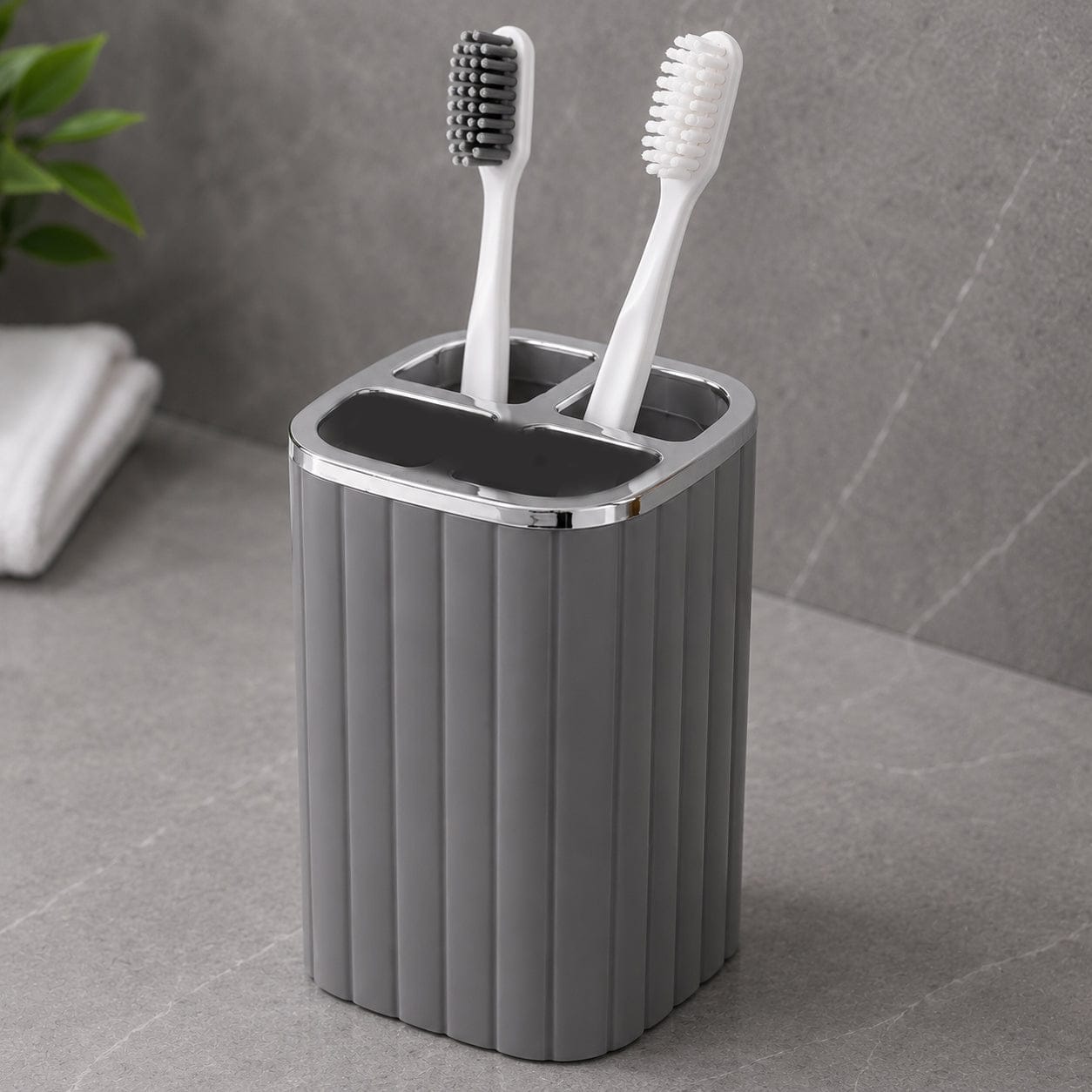 Elite Ribbed Toothbrush Holder – Compact Bathroom Organizer