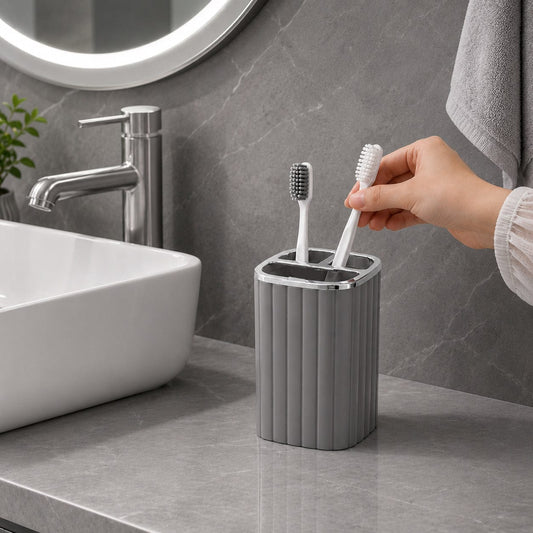 Elite Ribbed Toothbrush Holder – Compact Bathroom Organizer