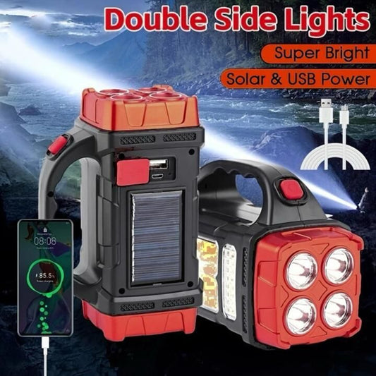 Solar Searchlight – Rechargeable LED Torch with Solar &amp; USB Charging