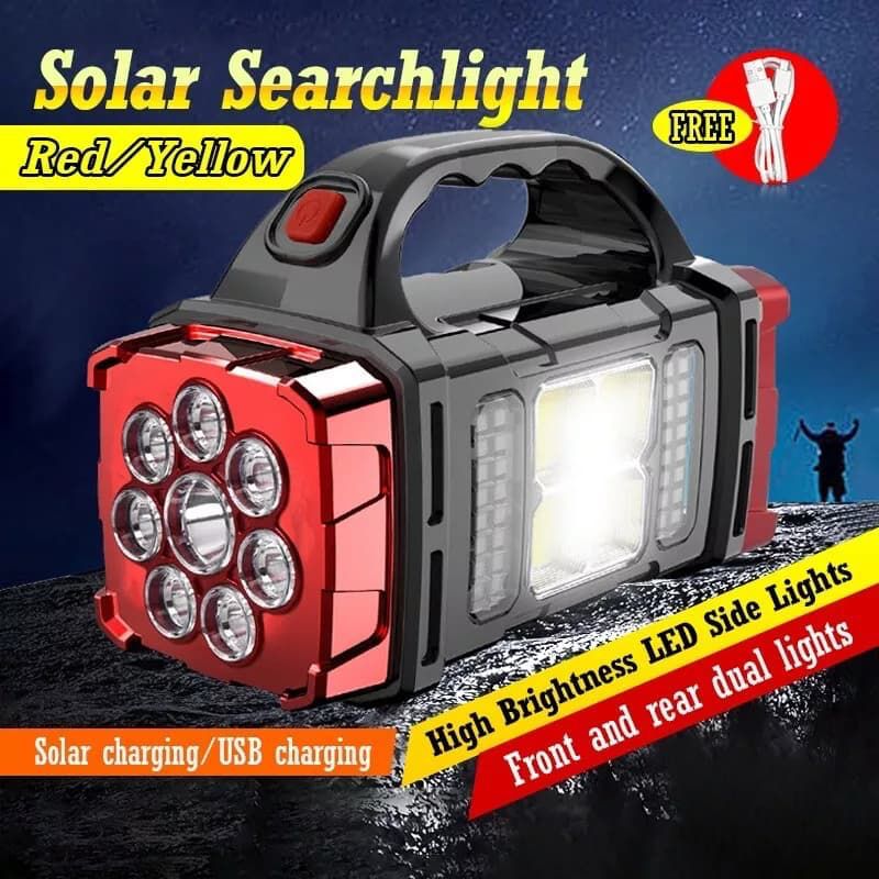 Solar Searchlight – Rechargeable LED Torch with Solar &amp; USB Charging
