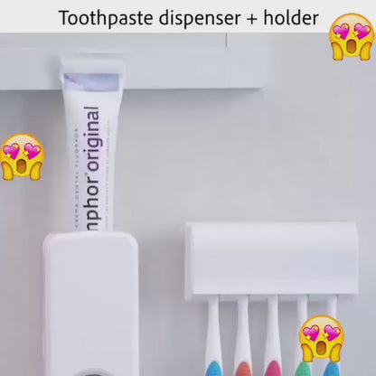 Automatic Toothpaste Dispenser with Toothbrush Holder
