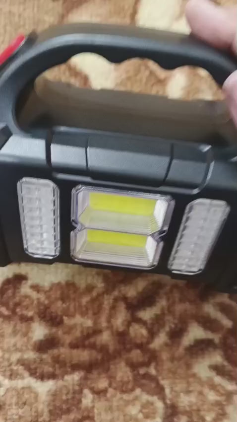 Never get caught in the dark again. This&nbsp;high-power solar searchlight delivers powerful LED lighting with front and rear dual lights, giving you bright, reliable illumination for emergencies, outdoor trips, or daily loadshedding cuts.

✨ Why You'll Love It:

☀️ Solar Charging / USB Charging – Charge anywhere, anytime, no electricity needed
💡 High Brightness LED Side Lights – Powerful glow that lights up wide areas
🔦 Front and Rear Dual Lights – 360° coverage for total visibility
⚡ 8 Ultra-Bright LED 